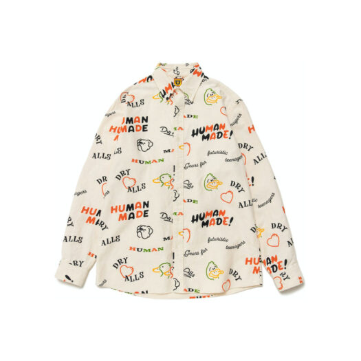 Human Made Dry Alls Duck Printed BD L/S Shirt White