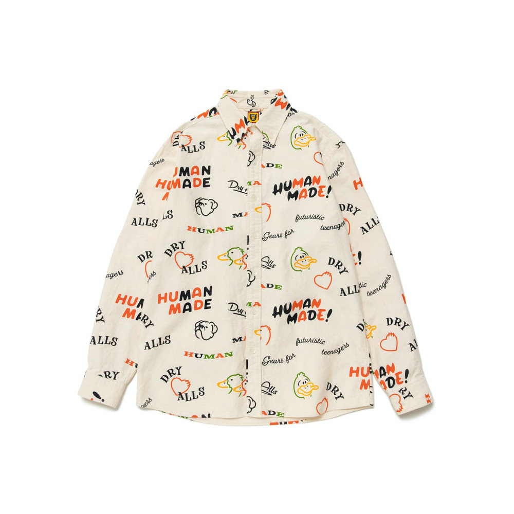 Human Made Dry Alls Duck Printed BD L/S Shirt WhiteHuman Made Dry