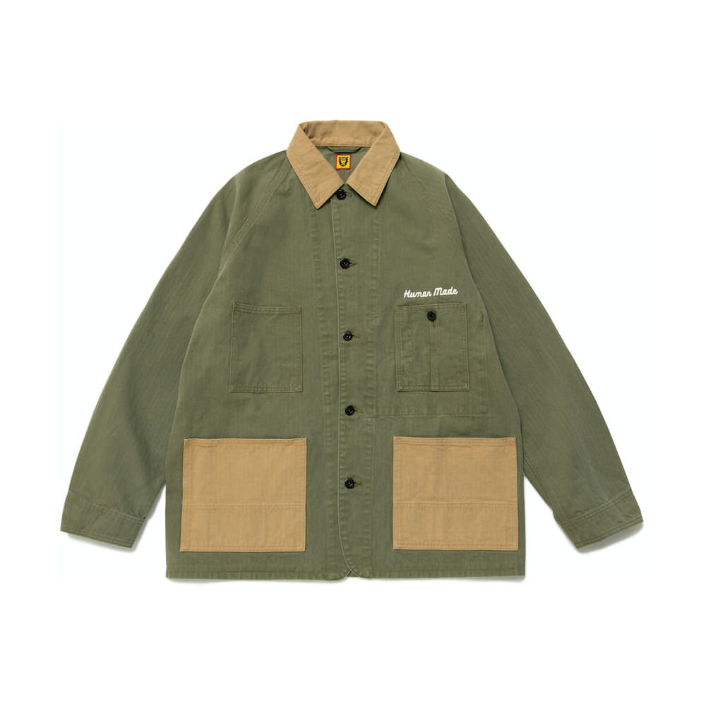 Human Made Herringbone Coverall Jacket Olive DrabHuman Made