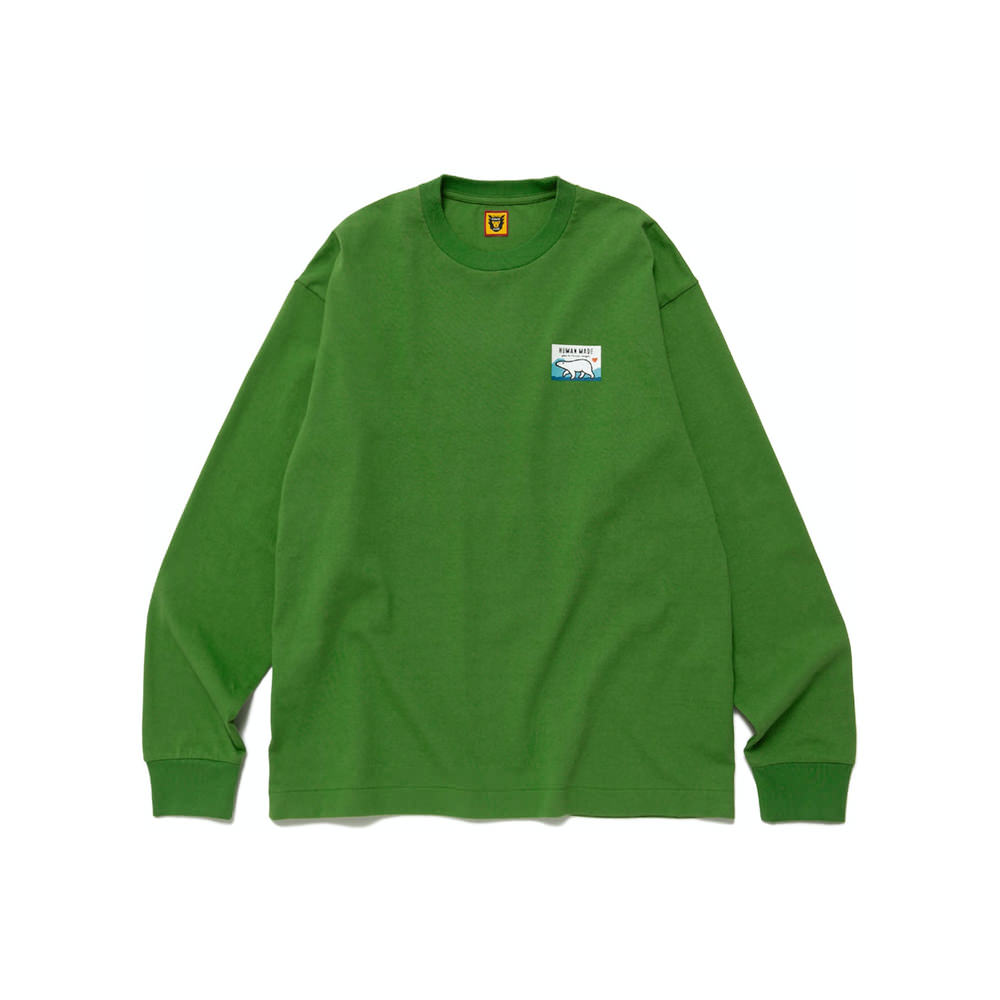 Human Made Polar Bear Graphic L/S Tee GreenHuman Made Polar Bear