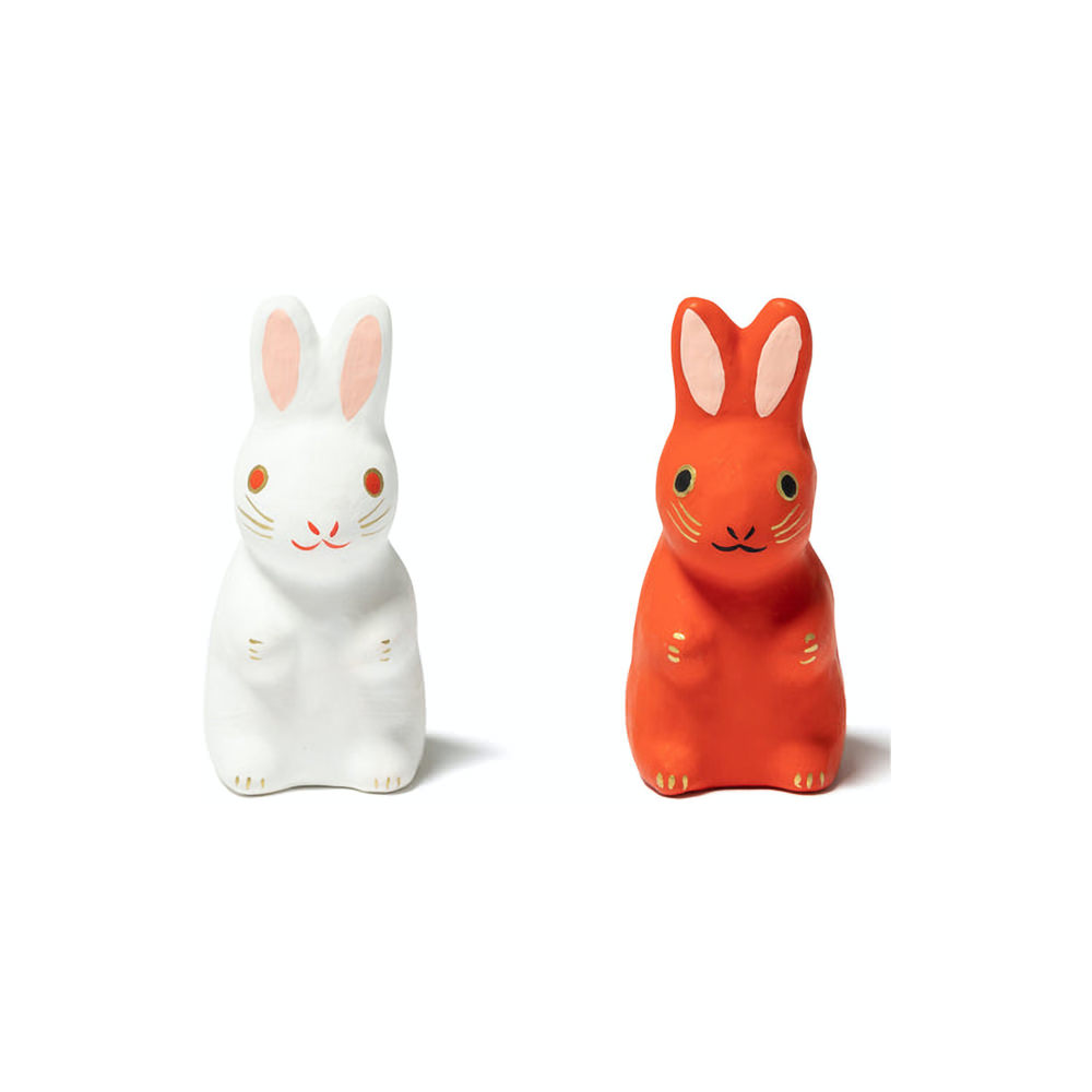 Human Made Rabbit Hariko Small Figure (Set of 2) White Red