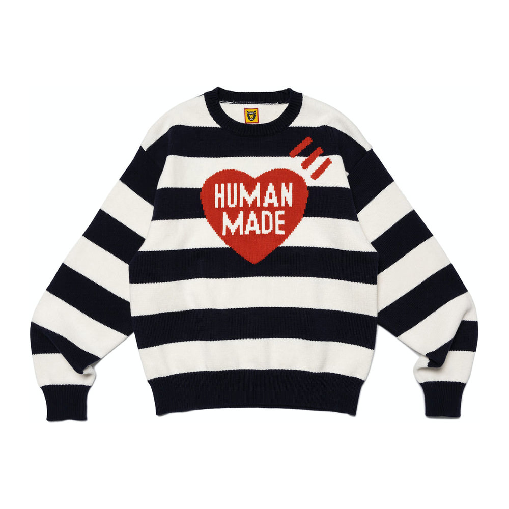 Human Made Striped Heart Knit Sweater Navy