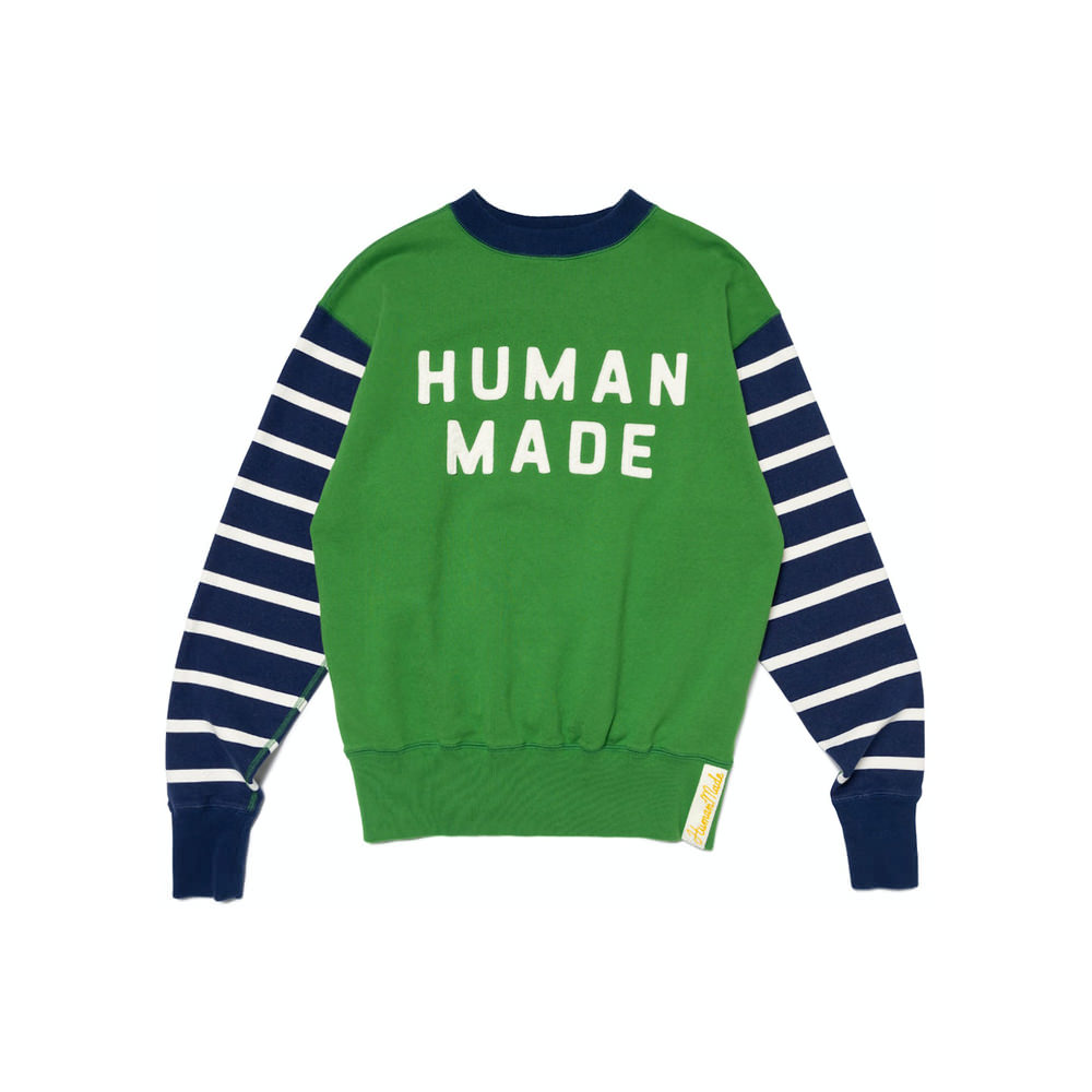 Human Made Striped Sleeve Sweatshirt GreenHuman Made Striped