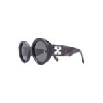 Off-White Sara Round Frame Sunglasses Dark Grey Marble/White