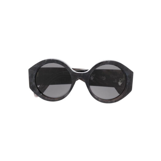 Off-White Sara Round Frame Sunglasses Dark Grey Marble/White