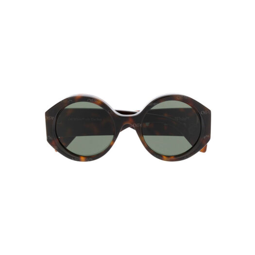 Off-White Sara Round Frame Sunglasses Havana Brown/White