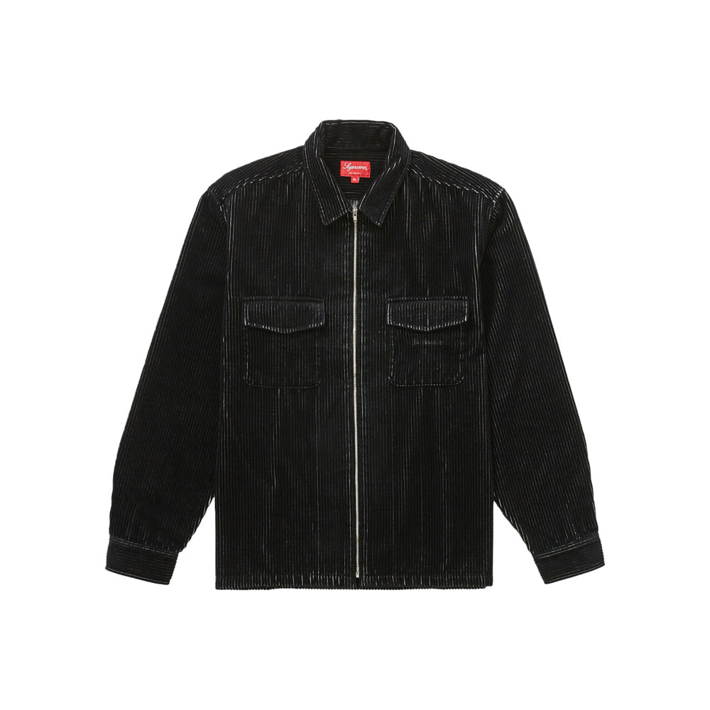 Supreme 2-Tone Corduroy Zip Up Shirt BlackSupreme 2-Tone Corduroy Zip Up Shirt  Black - OFour