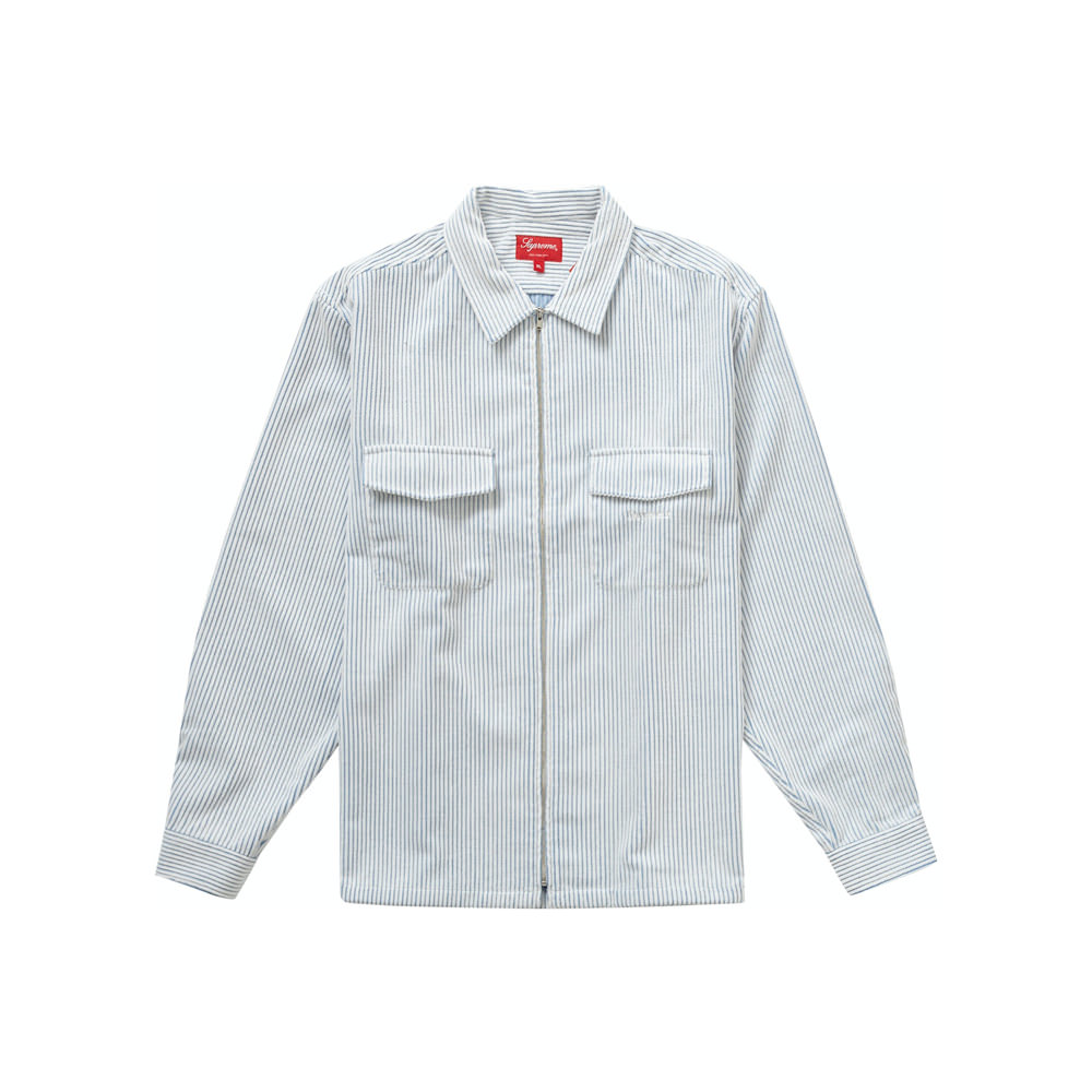 Supreme 2-Tone Corduroy Zip Up Shirt WhiteSupreme 2-Tone Corduroy