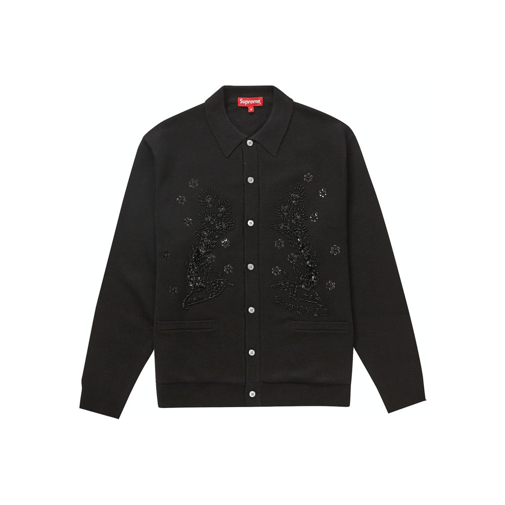 Supreme Beaded Applique Cardigan Black シュプリーム トップス