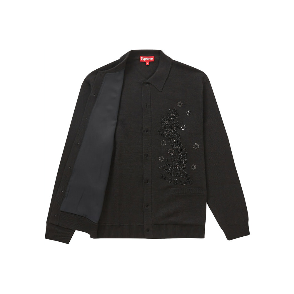 Supreme Beaded Applique Cardigan Black