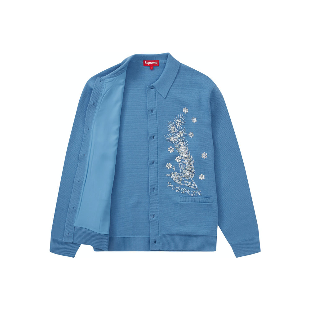 Supreme Beaded Applique Cardigan Bright Blue