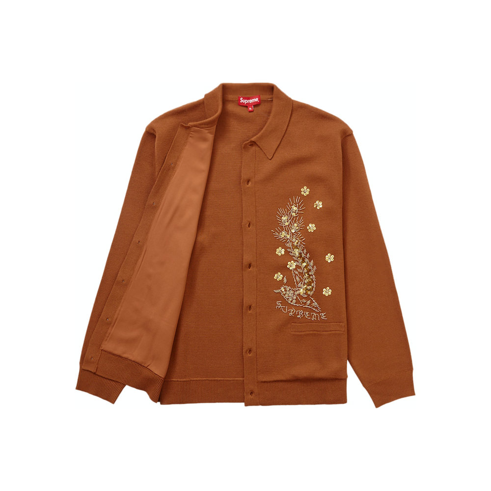 Supreme Beaded Applique Cardigan Rust