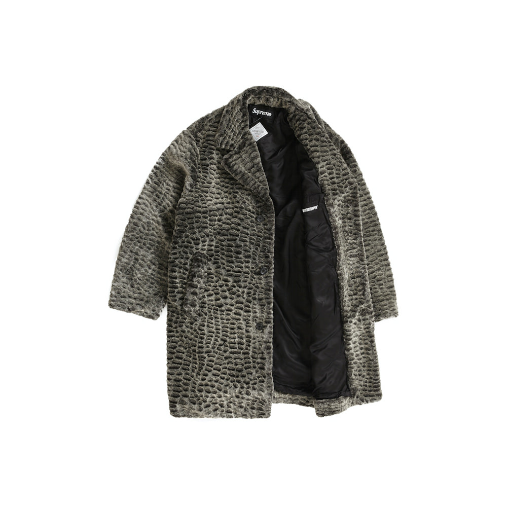 Supreme Croc Faux Fur Overcoat Black