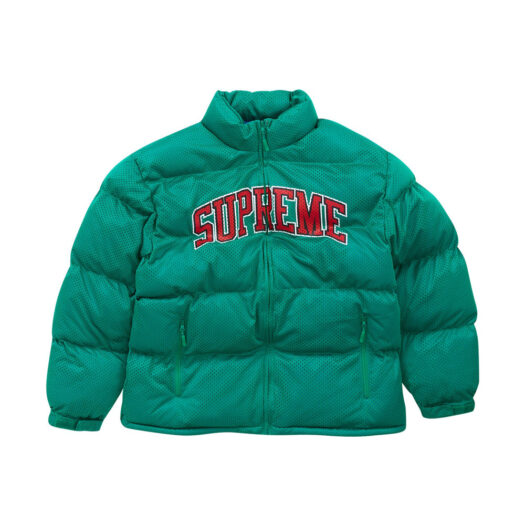 Supreme Mesh Jersey Puffer Jacket Green