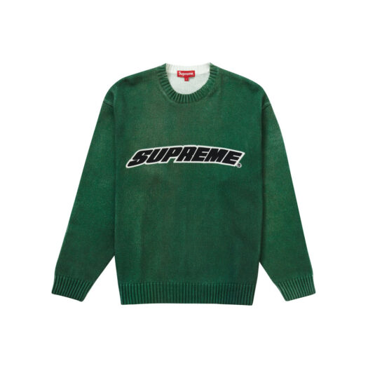 Supreme Printed Washed Sweater Olive