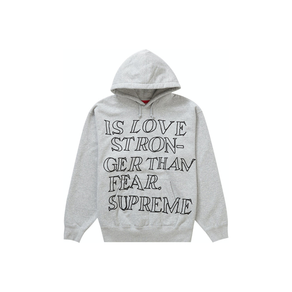 Supreme Stronger Than Fear Hooded Sweatshirt Heather GreySupreme