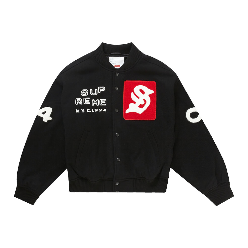 Supreme New York Yankees Kanji Leather Varsity Jacket Red Men's - FW22 - US