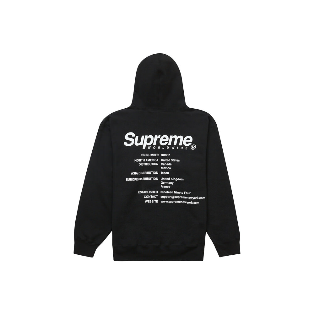 Supreme Worldwide Hooded Sweatshirt Black