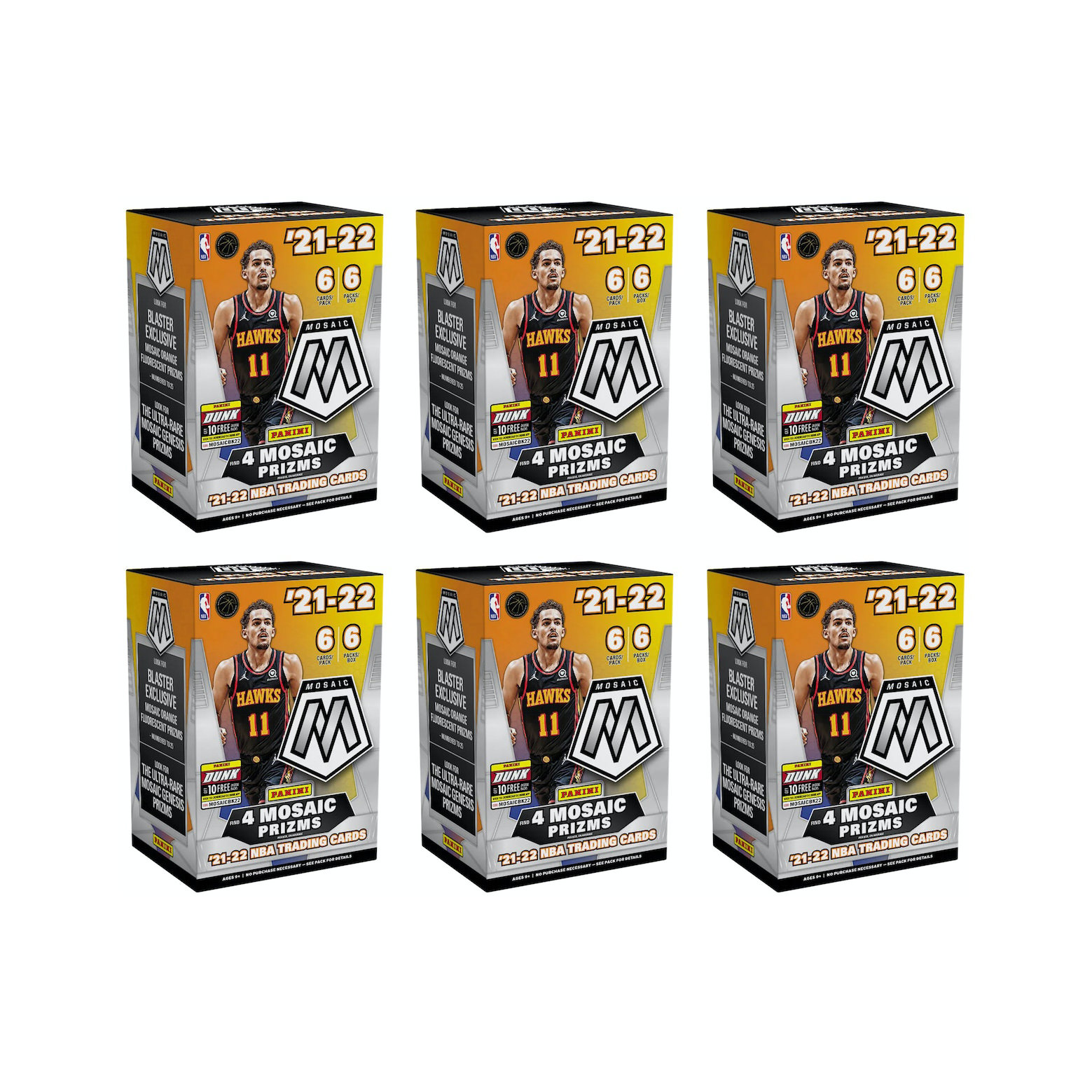 2021-22 Panini Mosaic Basketball Blaster Box 6x Lot