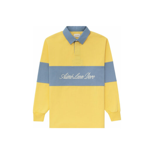 Aime Leon Dore Script Paneled Rugby Yellow/Blue