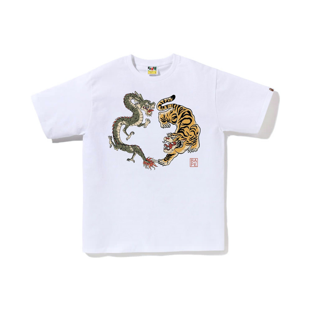 BAPE Japan Culture Tiger and Dragon Tee White
