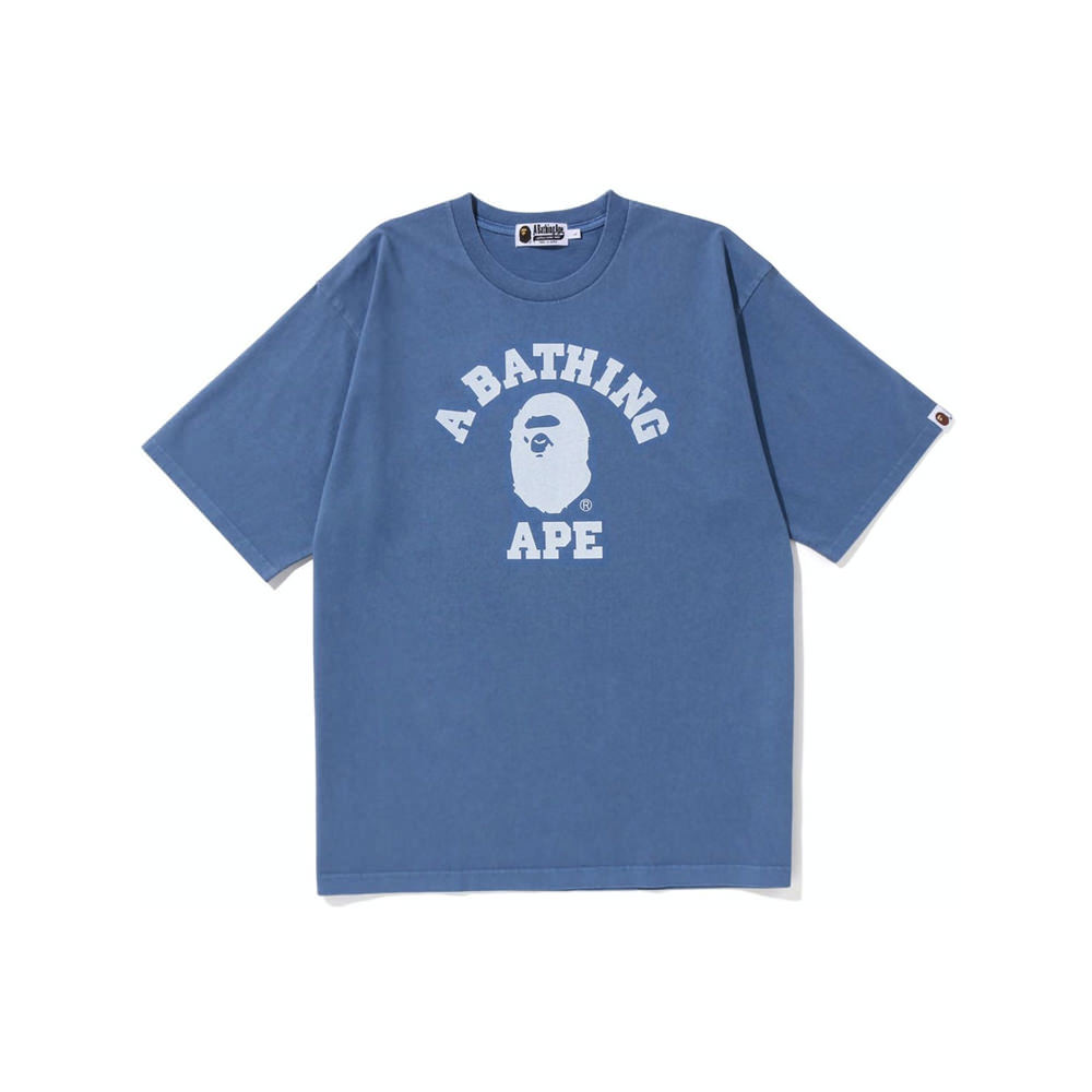 BAPE Pigment Dyed College Relaxed Fit Tee Navy