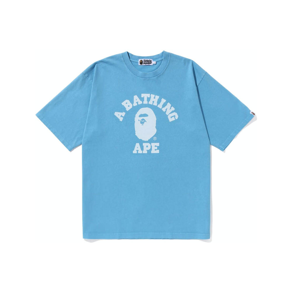 BAPE Pigment Dyed College Relaxed Fit Tee Sax