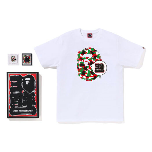 BAPE Store Dubai Bape 30th Anniversary Ape Head Tee Set White