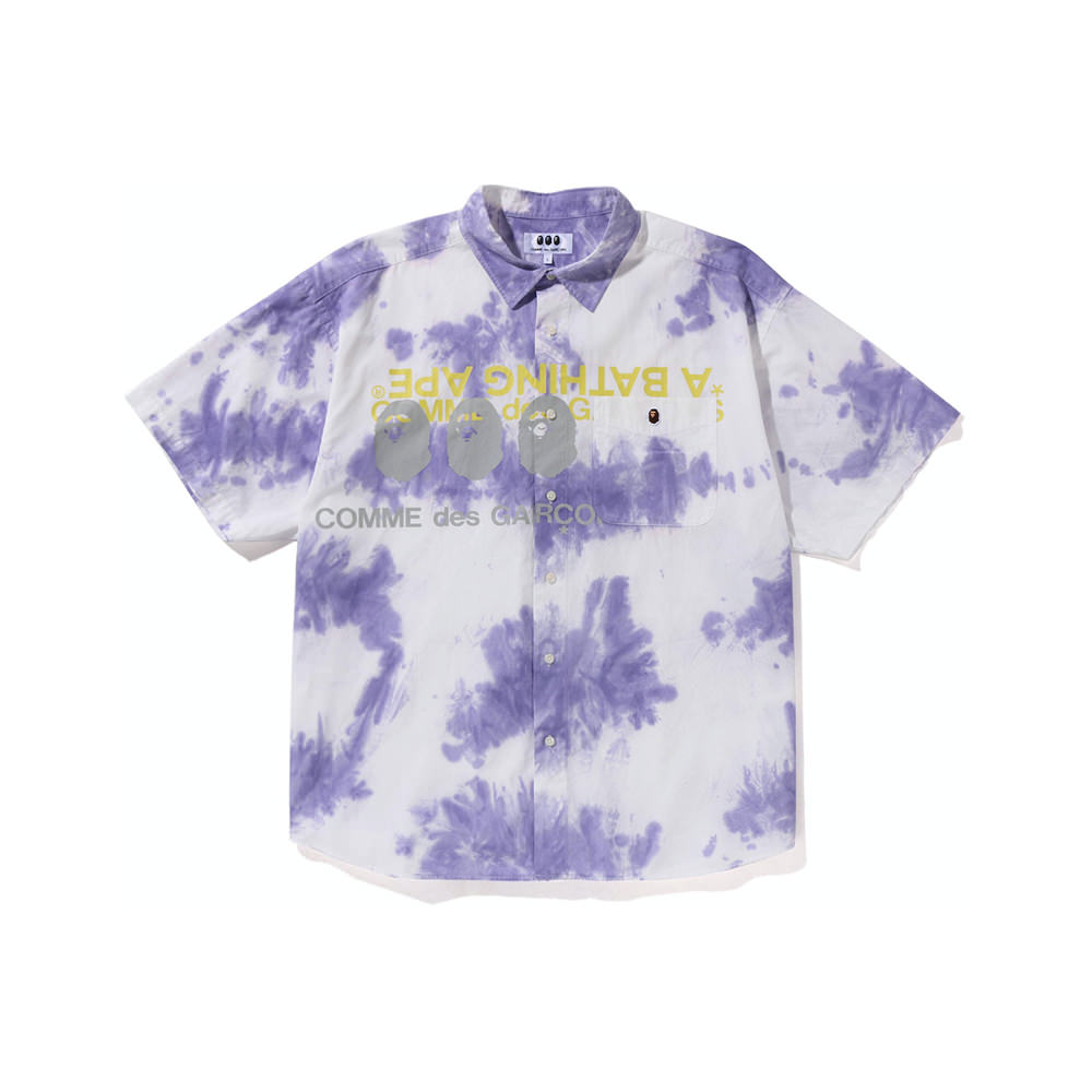 BAPE x Comme des Garcon Osaka Tie Dye Loose Fit S/S Shirt Purple