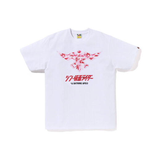 BAPE x Shin Kamen Rider Shocker Emblem Tee White Pink