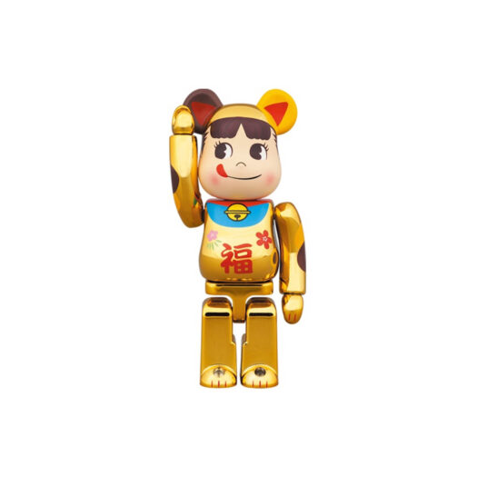 Bearbrick Maneki Neko Peko-chan Fuku 100% & 400% Set Gold Plated