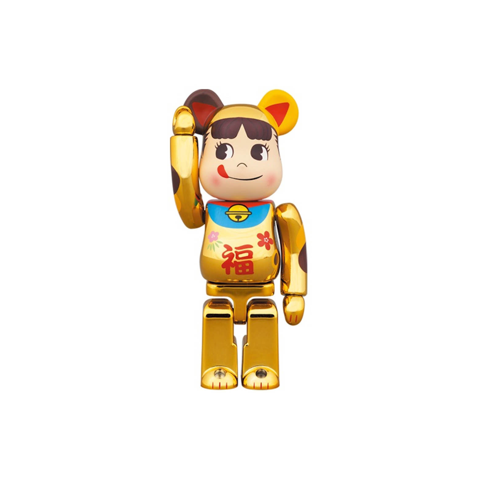 Bearbrick Maneki Neko Peko-chan Fuku 100% & 400% Set Gold PlatedBearbrick  Maneki Neko Peko-chan Fuku 100% & 400% Set Gold Plated - OFour