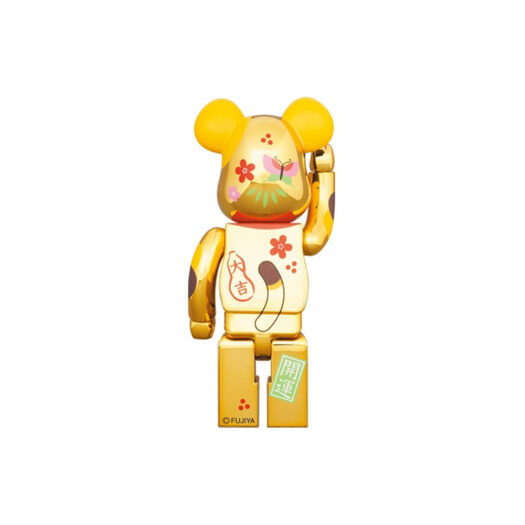 Bearbrick Maneki Neko Peko-chan Fuku 100% & 400% Set Gold Plated