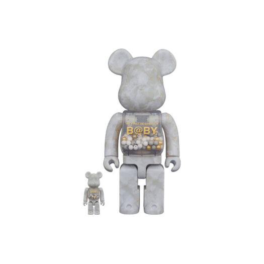 Bearbrick My First Baby Marble Ver. 100% & 400% Set White & Gold