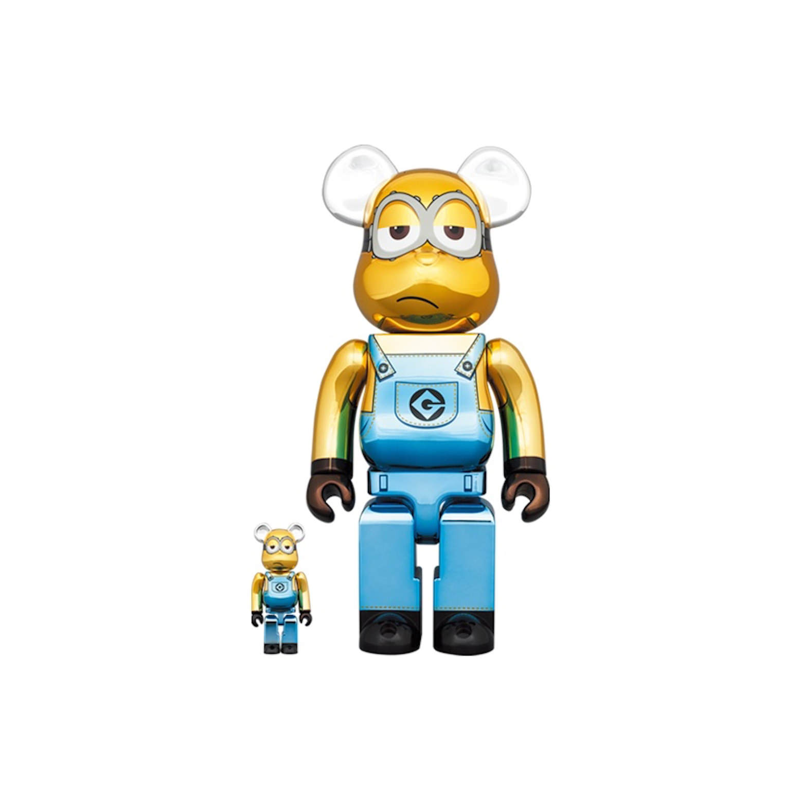 Bearbrick x Minions Kevin Chrome Ver. 100% & 400% Set