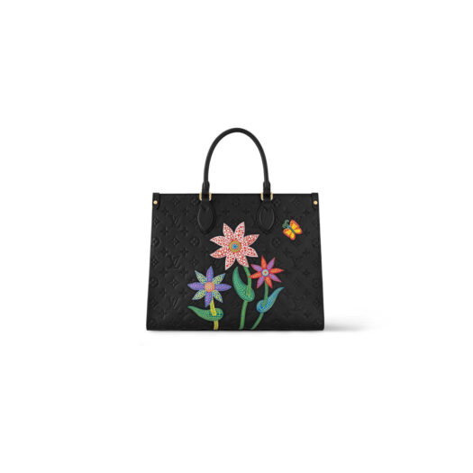 Louis Vuitton LV x YK Onthego MM Black Flower Marquetry