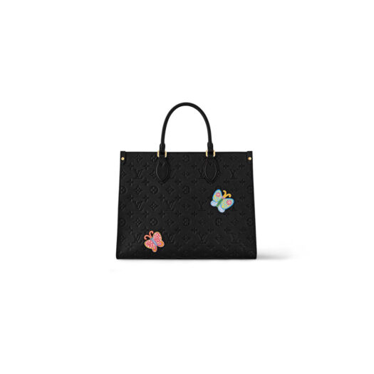 Louis Vuitton LV x YK Onthego MM Black Flower Marquetry
