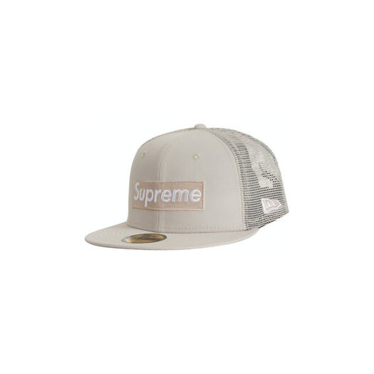 Supreme Box Logo Mesh Back New Era Hat (SS23) Stone