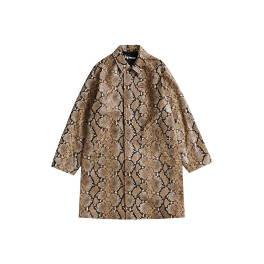 Supreme Leather Snake Trench Coat Brown
