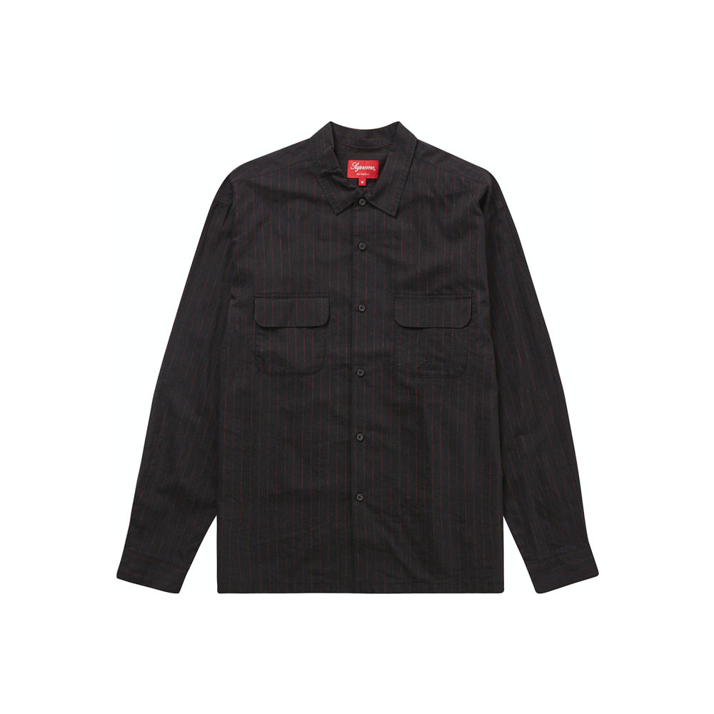 Supreme Pinstripe Linen Shirt Black