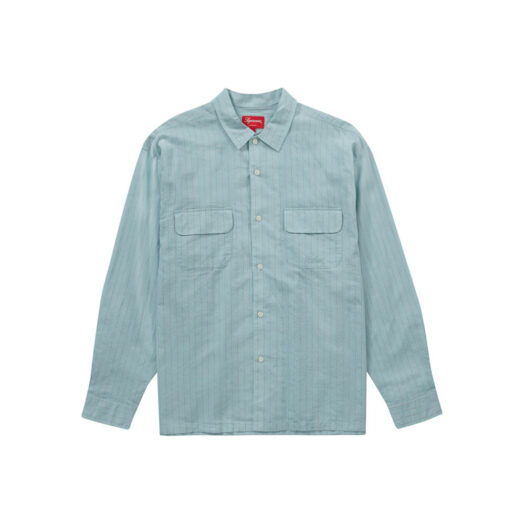 Supreme Pinstripe Linen Shirt Light Blue
