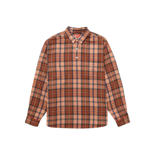 Supreme Pullover Plaid Flannel Shirt Pink