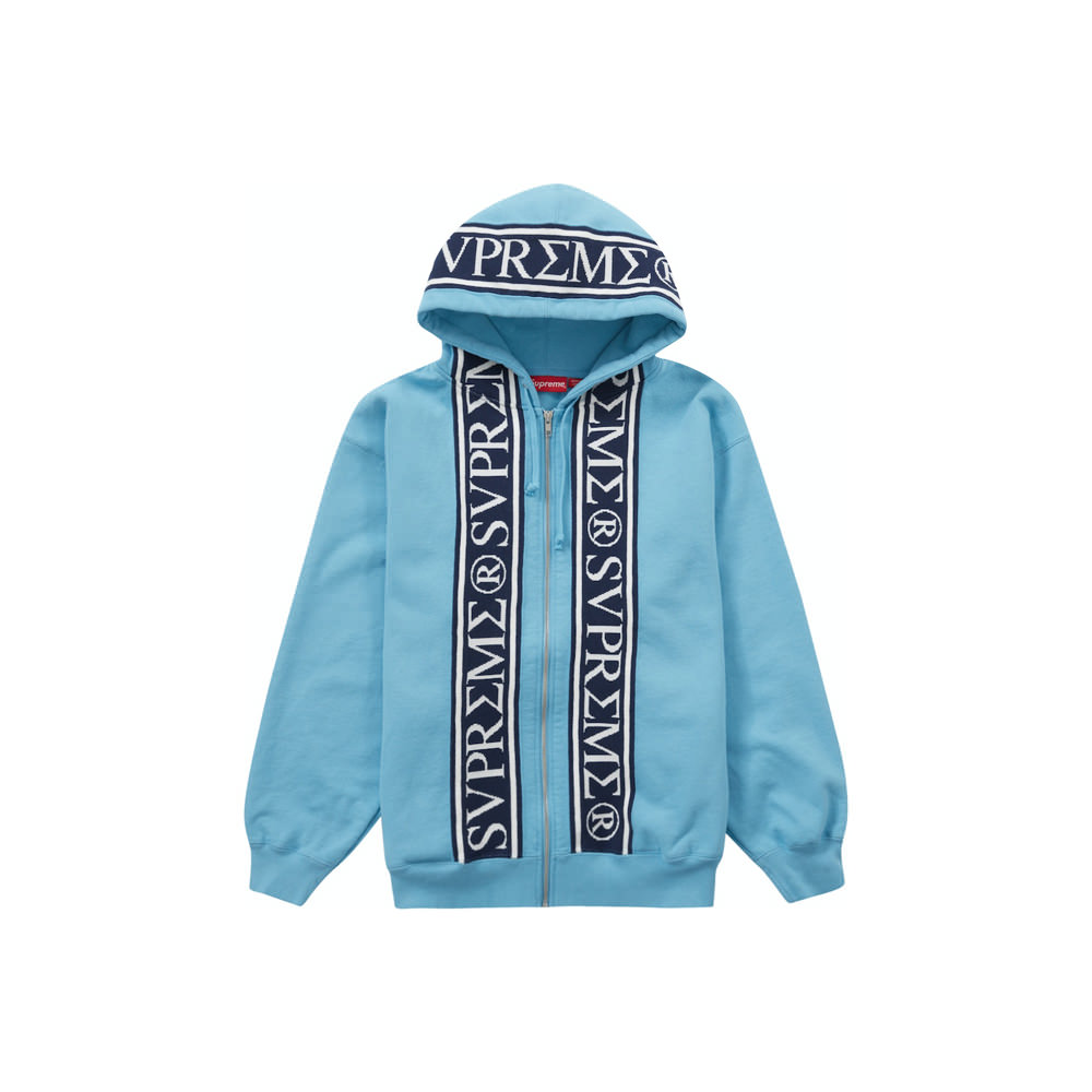 Supreme Roman Zip Up Hooded Sweatshirt Light Blue