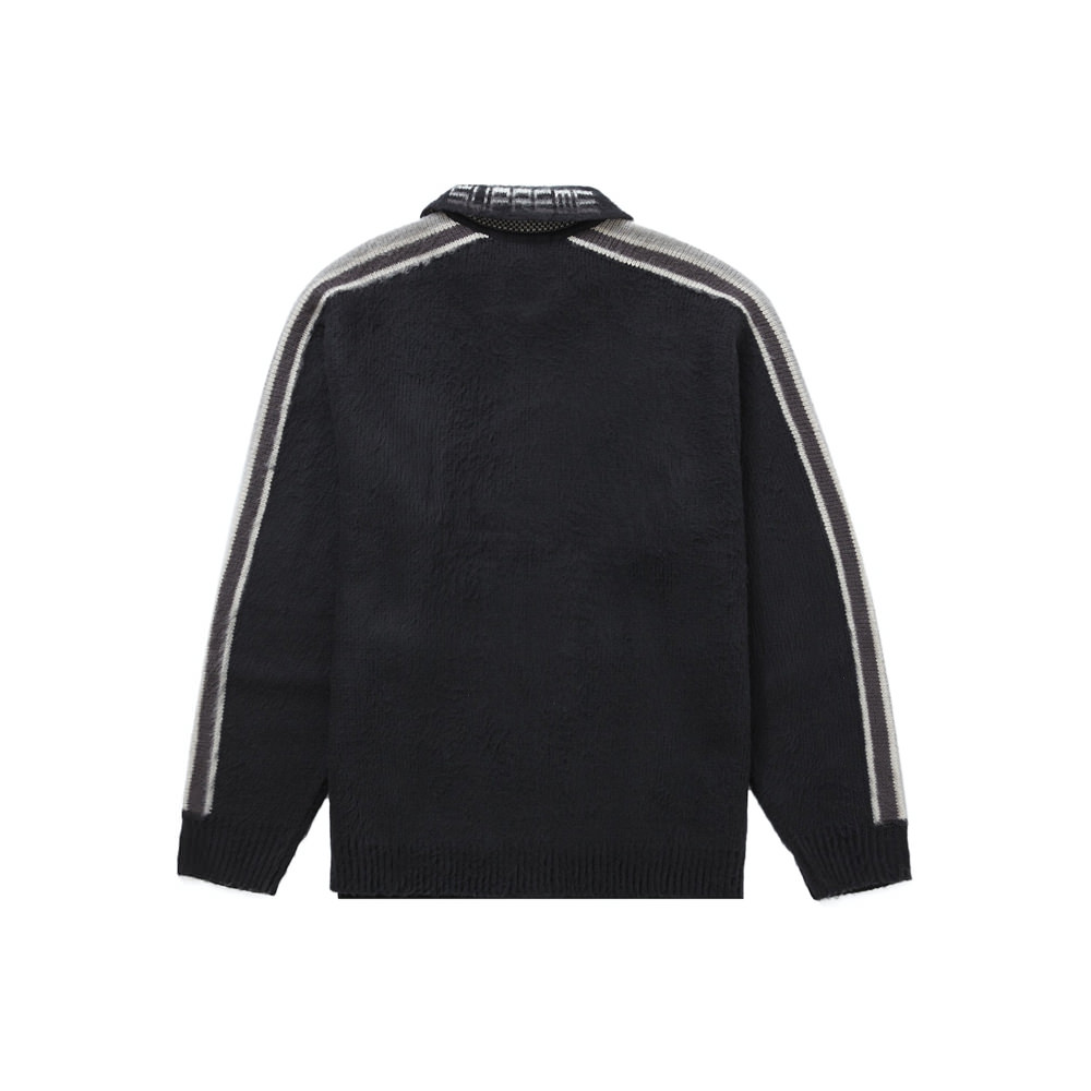 Supreme Sleeve Stripe Zip Up Sweater Black