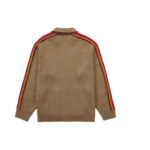 Supreme Sleeve Stripe Zip Up Sweater Dusty Brown