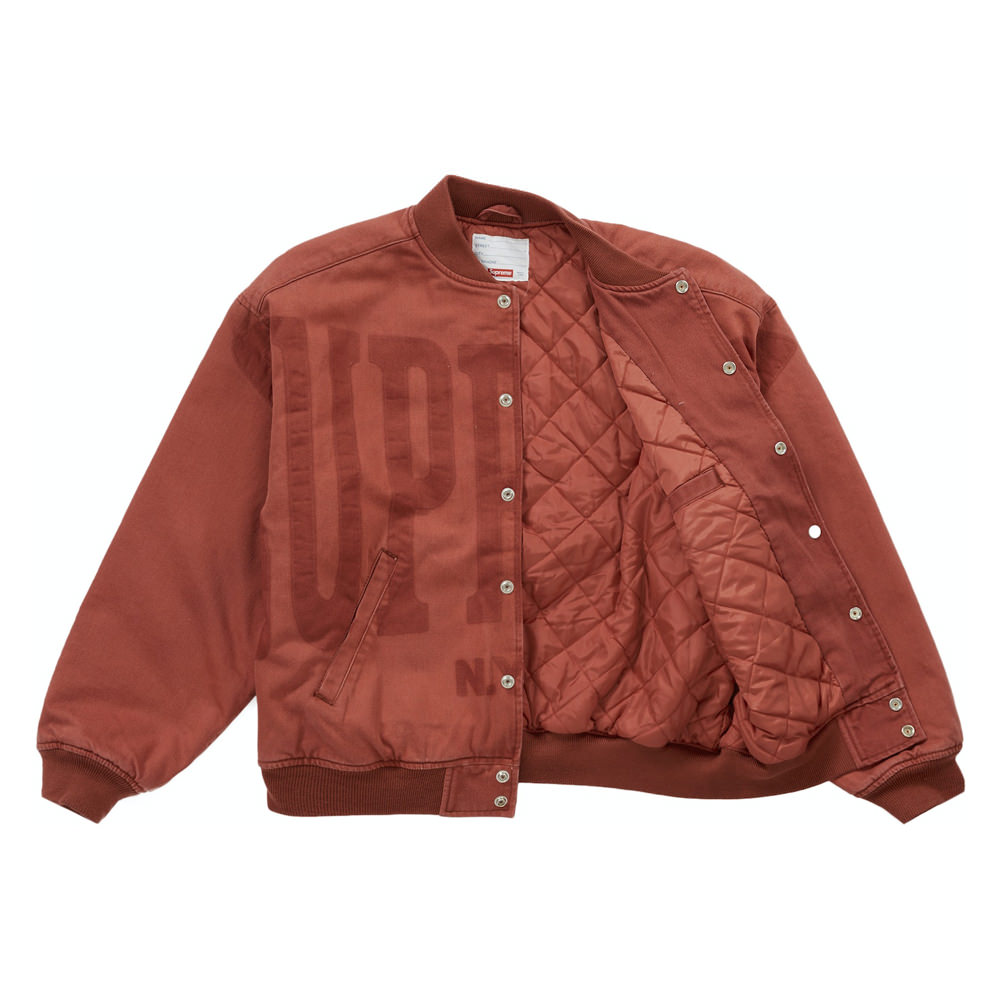 Supreme Washed Knockout Denim Varsity Jacket Rust