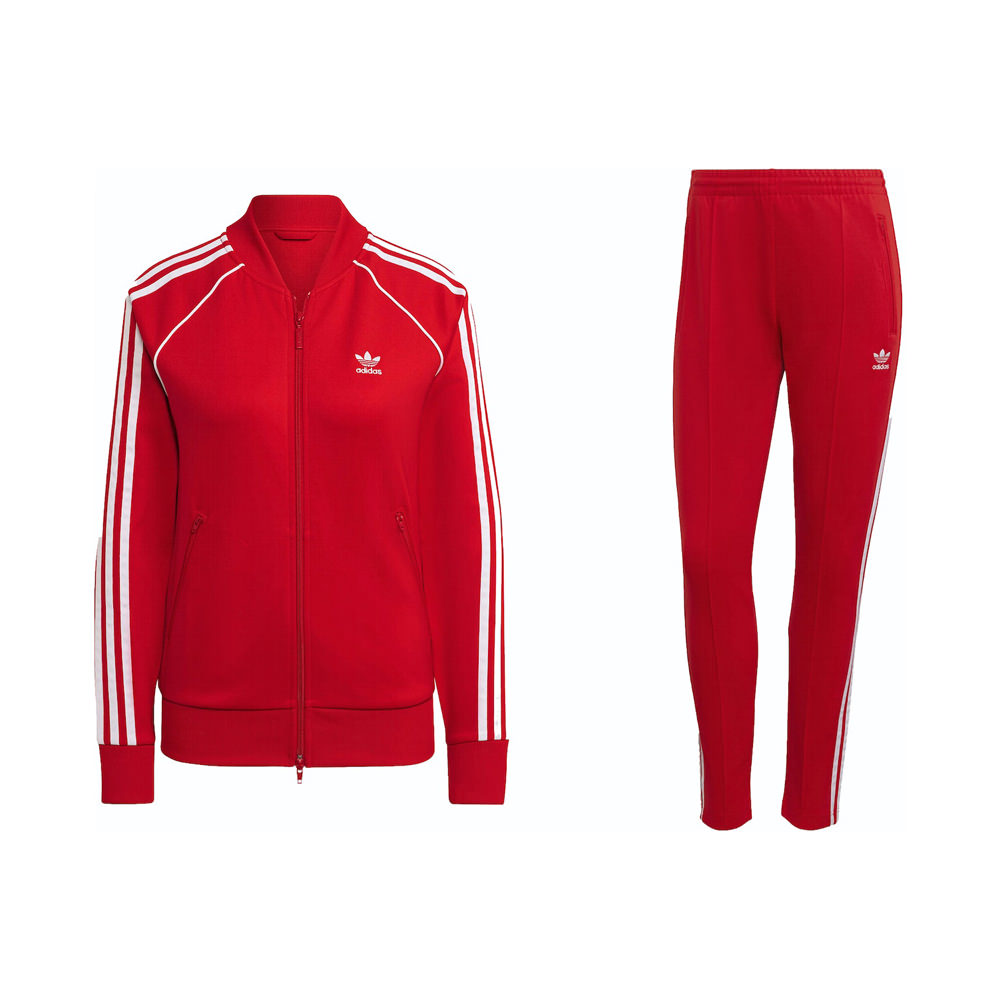adidas Women’s Primeblue SST Track Jacket & Pant Set Vivid Red