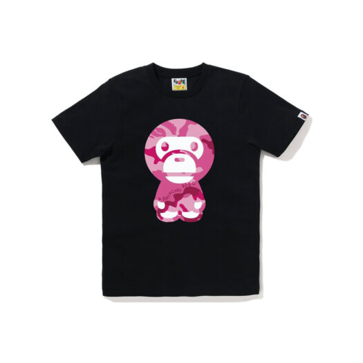 BAPE Women's Woodland Camo Big Baby Milo Tee Black