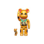 Bearbrick Lucky Cat Good Luck Ten Million Ryo 100% & 400% Set Gold Plated