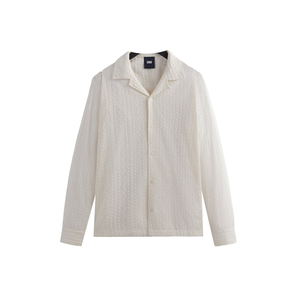 Kith Embroidered Voile Long Sleeve Thompson Camp Collar Shirt Whisper